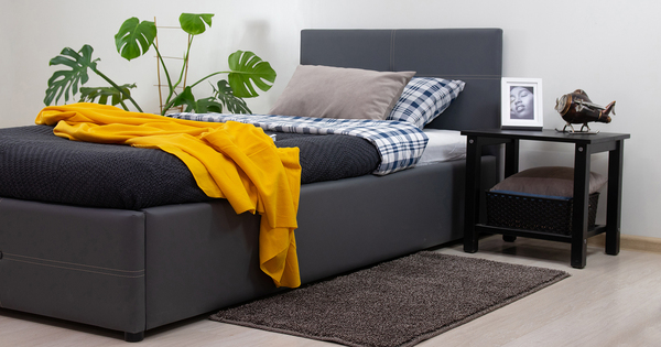 Кровать Синди 90 экокожа серый с ортопедическим основанием и подъемным механизмом