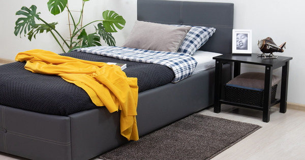 Кровать Синди 90 экокожа серый с ортопедическим основанием и подъемным механизмом