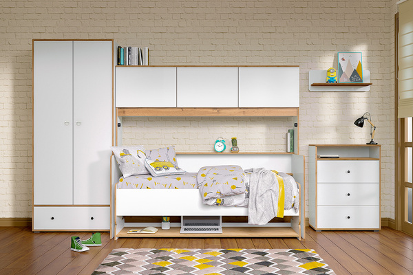 Кровать-трансформер детская Вуди 11.60 белый премиум, дуб золотой CRAFT