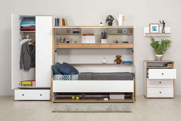 Кровать-трансформер детская Вуди 11.60 белый премиум, дуб золотой CRAFT