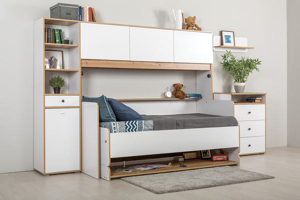Кровать-трансформер детская Вуди 11.60 белый премиум, дуб золотой CRAFT