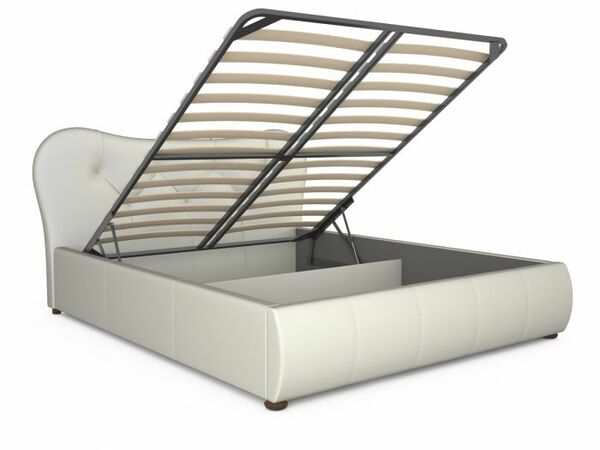 Кровать Лавита 160 экокожа белая с подъемным механизмом