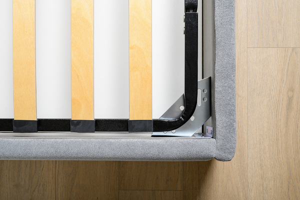 Кровать Марион 140 велюр OCEAN 023 серый с ортопедическим основанием и подъемным механизмом (спальное место 140 х 200)