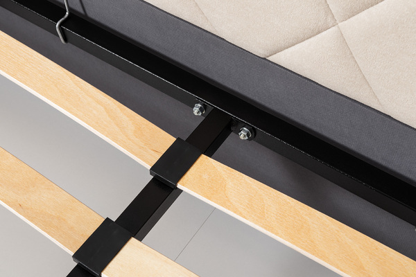 Кровать Марион 160 велюр OCEAN 002 бежевый с ортопедическим основанием и подъемным механизмом (спальное место 160 х 200)