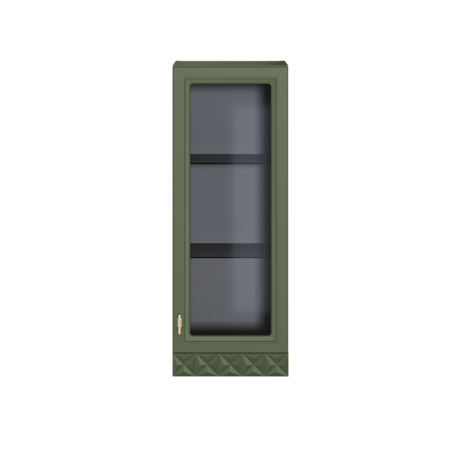 Шкаф навесной Марион 16.334 дымчатый зеленый K521, олива шагрень AG 1050 ПВХ (собирается на любую сторону)