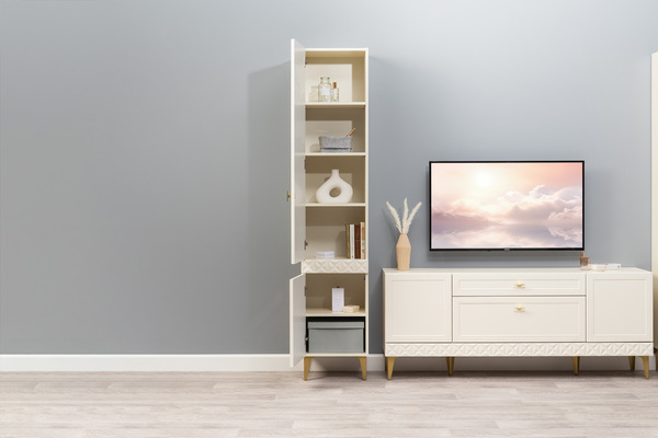 Шкаф-пенал Марион 16.333.01 слоновая кость С341 PE, слоновая кость 6898 ПВХ (собирается на любую сторону)