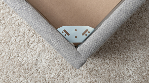 Кровать Миа 180 рогожка серый, кант желтовато-коричневый с ортопедическим основанием и подъемным механизмом