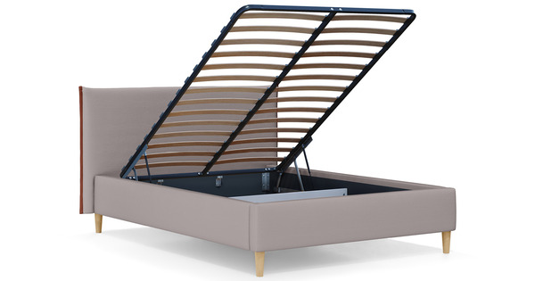 Кровать Микаса 140 велюр светло-серый, терракотовый с ортопедическим основанием и подъемным механизмом