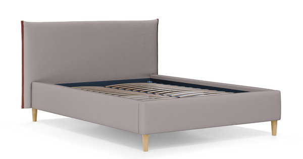 Кровать Микаса 140 велюр светло-серый, терракотовый с ортопедическим основанием и подъемным механизмом