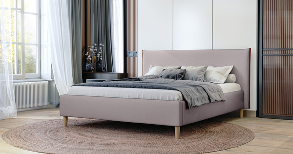 Кровать Микаса 160 велюр светло-серый, терракотовый с ортопедическим основанием и подъемным механизмом