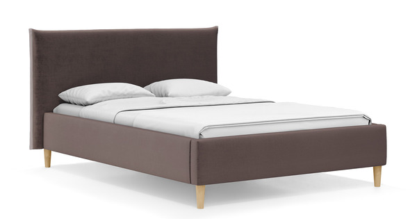 Кровать Микаса 140 велюр шоколадный, светло-серый с ортопедическим основанием и подъемным механизмом