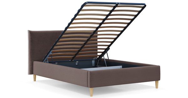 Кровать Микаса 140 велюр шоколадный, светло-серый с ортопедическим основанием и подъемным механизмом