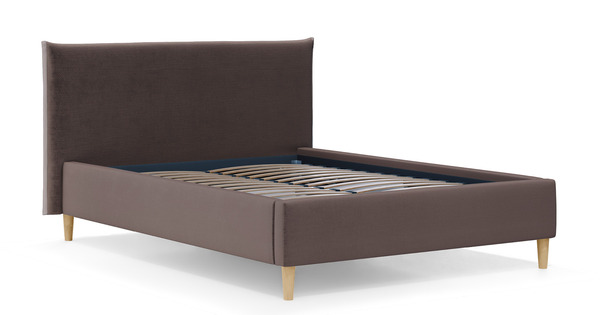 Кровать Микаса 140 велюр шоколадный, светло-серый с ортопедическим основанием и подъемным механизмом
