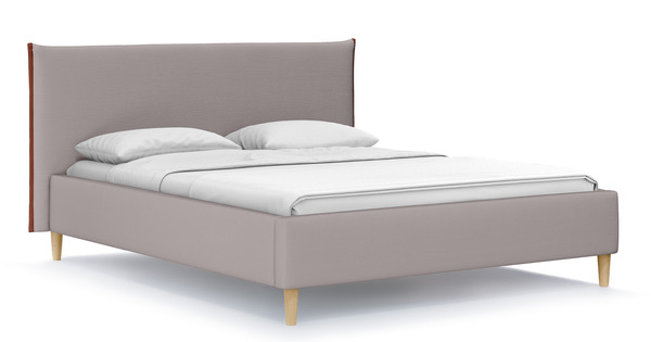 Кровать Микаса 160 велюр светло-серый, терракотовый с ортопедическим основанием и подъемным механизмом