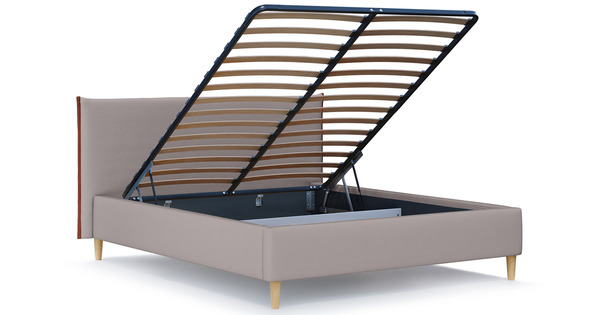 Кровать Микаса 160 велюр светло-серый, терракотовый с ортопедическим основанием и подъемным механизмом