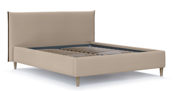 Кровать Микаса 160 велюр светлый бежевый, шоколадный с ортопедическим основанием и подъемным механизмом