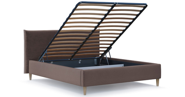 Кровать Микаса 160 велюр шоколадный, светло-серый с ортопедическим основанием и подъемным механизмом
