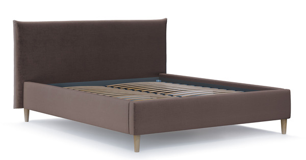 Кровать Микаса 160 велюр шоколадный, светло-серый с ортопедическим основанием и подъемным механизмом