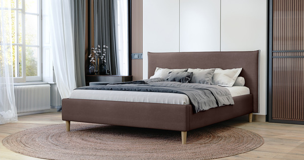 Кровать Микаса 160 велюр шоколадный, светло-серый с ортопедическим основанием и подъемным механизмом