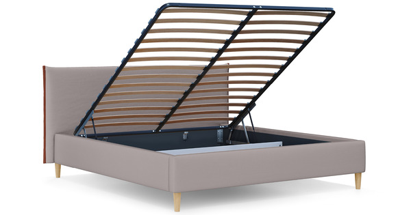 Кровать Микаса 180 велюр светло-серый, терракотовый с ортопедическим основанием и подъемным механизмом