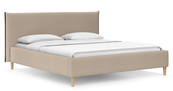 Кровать Микаса 180 велюр светлый бежевый, шоколадный с ортопедическим основанием и подъемным механизмом