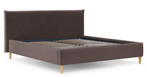 Кровать Микаса 180 велюр шоколадный, светло-серый с ортопедическим основанием и подъемным механизмом