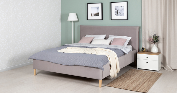 Кровать Микаса 160 велюр светло-серый, терракотовый с ортопедическим основанием и подъемным механизмом