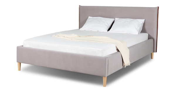 Кровать Микаса 160 велюр светло-серый, терракотовый с ортопедическим основанием и подъемным механизмом