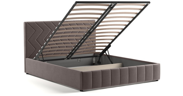 Кровать Милана 160 велюр серо-коричневый с ортопедическим основанием и подъемным механизмом