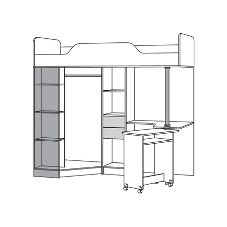 Кровать-чердак со столом Ника 427 Т бук песочный капри синий