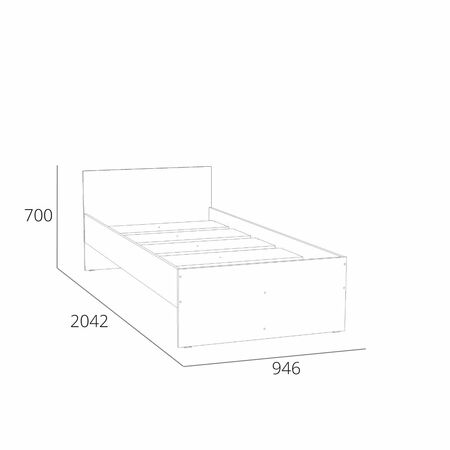 Кровать Симпл НМ 011.53-01 с жестким основанием ЛДСП (спальное место 90х200) дуб сонома