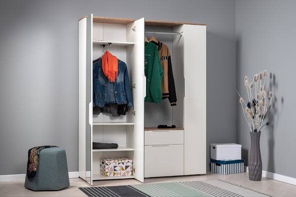 Прихожая Октава 15.123 белый PE шагрень, дуб вотан, белый PE шагрень ПВХ