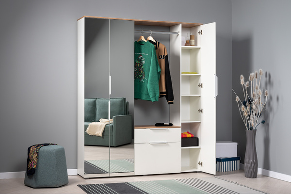 Прихожая Октава 15.123 белый PE шагрень, дуб вотан, белый PE шагрень ПВХ