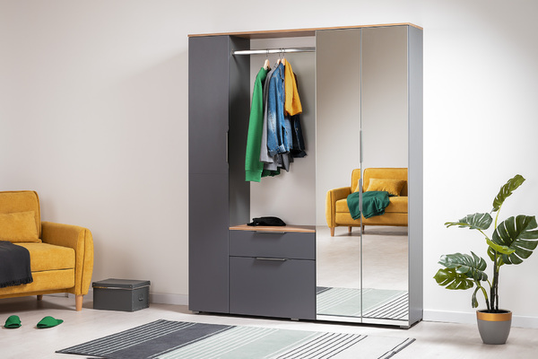 Прихожая Октава 15.123 серый графит, дуб вотан, серый графит ПВХ