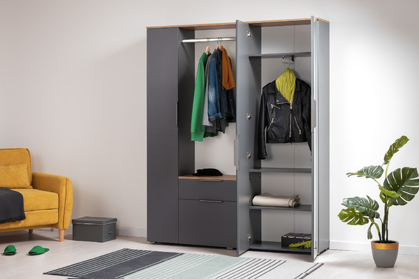 Прихожая Октава 15.123 серый графит, дуб вотан, серый графит ПВХ