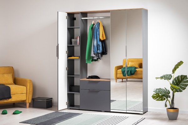 Прихожая Октава 15.123 серый графит, дуб вотан, серый графит ПВХ