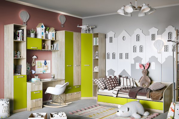 Полка навесная Акварель НМ 011.38-01 М1 дуб сонома, лайм