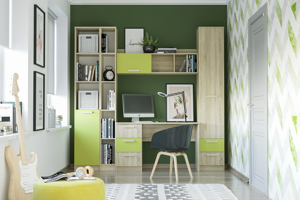 Полка навесная Акварель НМ 011.38-01 М1 дуб сонома, лайм