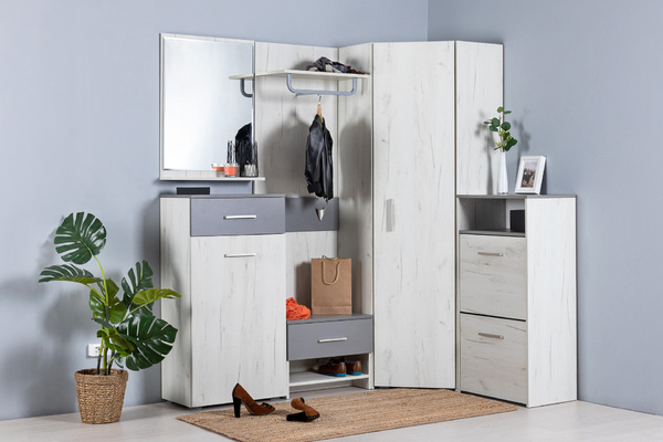 Прихожая Юнона Композиция 9 дуб белый CRAFT, серый шифер