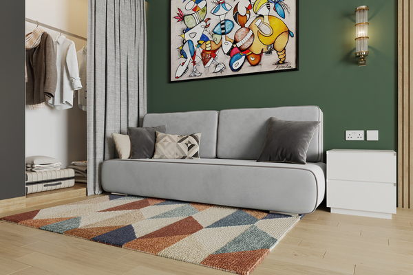 Диван-кровать прямой Роял 3т велюр Ультра смог, Вивальди 7