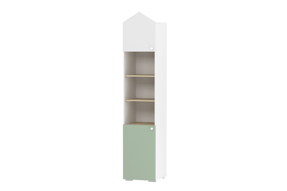 Шкаф для книг Банни НМ 041.44 левый меренга, макарун, белый, дуб сонома