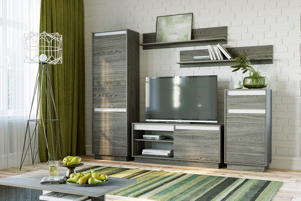 Шкаф для одежды VIRGINIA НМ 011.80-01 ясень анкор темный, белый скандинавский