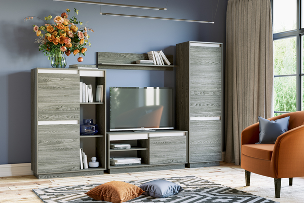 Шкаф для одежды VIRGINIA НМ 011.80-01 ясень анкор темный, белый скандинавский