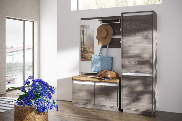 Шкаф для одежды VIRGINIA НМ 011.80-01 ясень анкор темный, белый скандинавский