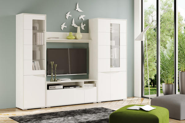 Шкаф для посуды Монэ НМ 013.95 правый, белый текстурный, меренга