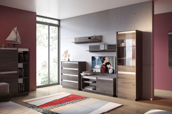 Шкаф для посуды VIRGINIA НМ 011.82 ясень анкор темный, белый скандинавский