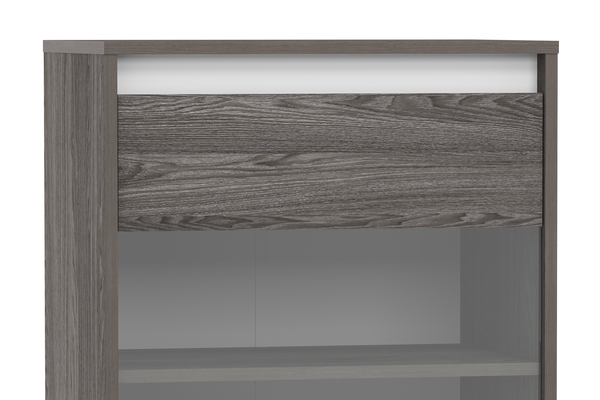 Шкаф для посуды VIRGINIA НМ 011.83 ясень анкор темный, белый скандинавский