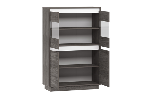 Шкаф для посуды VIRGINIA НМ 011.83 ясень анкор темный, белый скандинавский