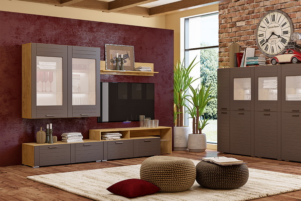 Шкаф комбинированный Livorno НМ 011.48-01 Х софт графит, дуб бунратти