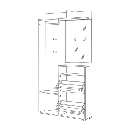 Шкаф комбинированный Темпо 10.13 (прихожая) дуб винтаж оксид, шелковый камень, белый PE шагрень